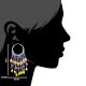 Multi colored Stone Sterling Silver Beaded Bali Hoop Chandelier Earrings