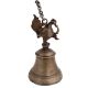 Brass Peacock Figurine Temple Bell With Long Chain