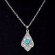 Engraved Leaf Turquoise 92.5 Sterling Silver Pendant