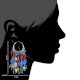 Colorful Stone 92.5 Sterling Silver Bali Hoop Chandelier Earring