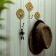 Golden Round Floral Wall Brass Decorative Hook