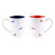 Navy Blue & Red Running Deer Decorative Handcraft Ceramic Coffee Mug