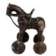 Indian Brass Temple Toy Soldier Rider Horse On Wheels