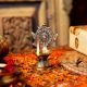 Religious Big Flower Carved Design Oil Lamp Diya