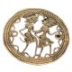 Round Brass Wall Hanging of Village Couple Daily Activity