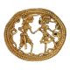 Round Border Brass Wall Art Of  Village Couple Daily Activity