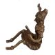 Brass Sitting Tribal Women Combing Hair looking Into A Mirror