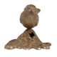 Handmade Brass Wren On Branch Statue With Silver Finish
