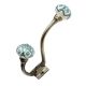 Sea Green Flower Ceramic Antique Iron Hook