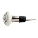 Cream Etched Floral Ceramic Wine Bottle Stopper
