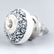 Black And White Floral Ceramic Dresser Knob