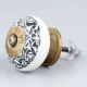 Black And White Floral Ceramic Dresser Knob
