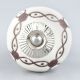 Cream Etched Chain Design Ceramic Cabinet Knob