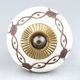 Cream Etched Chain Design Ceramic Cabinet Knob