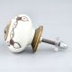 Cream Etched Chain Design Ceramic Cabinet Knob