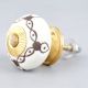 Cream Etched Chain Design Ceramic Cabinet Knob