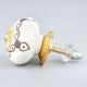 Cream Etched Chain Design Ceramic Cabinet Knob
