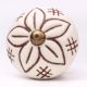 Cream Etched Floral Ceramic Dresser Knob