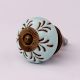 Light Sage Green Etched Leaf Ceramic Cabinet Knobs