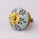 Light Sage Green Etched Leaf Ceramic Cabinet Knobs