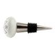 Cream Etched Floral Ceramic Wine Bottle Stopper