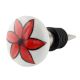 Red Flower Flat Ceramic Wine Bottle Stopper