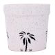 White Ceramic Pot For Indoor Plants With Painted Palm Tree
