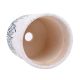 White Cylindrical Ceramic Pot Hand painted Leaves Design