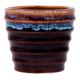 Handmade Dark Brown Striped Glazed Ceramic Pot