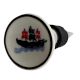 Black Boat Flat Ceramic Wine Bottle Stopper 