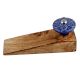 Navy Blue Wheel Flower Ceramic Wooden Door Stopper