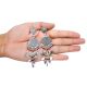 Handmade Oxidized Silver Fringe Earrings With Flowers and Stones