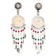 Handmade Oxidized Silver Fringe Earrings With Flowers and Stones