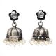 Handmade Oxidized Silver Jhumki Jhumka Earring With Pearl Beads