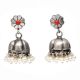 Handmade Oxidized Silver Punjabi Traditional Jhumka With Pear Beads