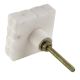 White Square Cut Marble Stone Cabinet Knobs