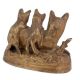 Handmade Brown Brass Cat  With Her Kittens Statue Showpiece