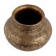 Handmade Antique Gold Brass Pot Or Lota With Floral Carvings