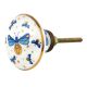 Blue Golden Firefly glowworm Pattern Flat Ceramic Dresser Knob