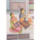 Handmade Canvas Mughal Painting Of Royal Couple Romantic Scene