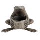 Handmade Black Brass Frog Holding Small Planter