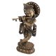 Handmade Brown Brass Standing Murli Krishna Statue With Intricate Design