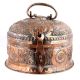 Handmade Round Brown Copper Storage Box With Embossed Design