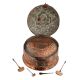 Handmade Round Brown Copper Storage Box With Embossed Design