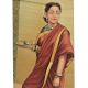 Handmade Multicolored Lady going for puja in Shiva Temple Indian Painting