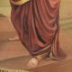 Handmade Multicolored Lady going for puja in Shiva Temple Indian Painting