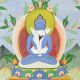 Handmade Multicolored Buddha (Samantabhadra) With Consort Thangka Painting On Canvas