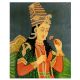 Handmade Multi-coloured Canvas Painting Of  Mughal Princess Mumtaz Mahal