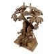 Handmade Brown Brass Radha Krishna Statue Under Kadam Tree