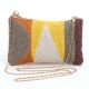 Geometric Beaded Evening Clutch Purse with Gold Chain Strap